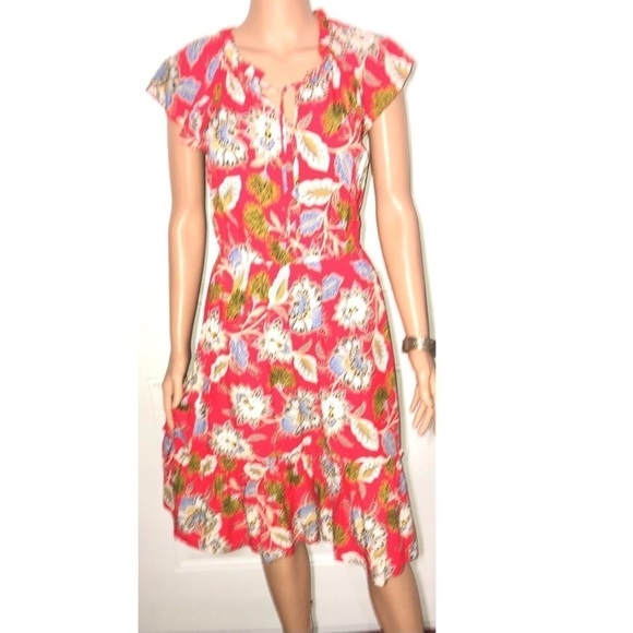 Loft Midi dress Red Floral XS - Picture 1 of 9